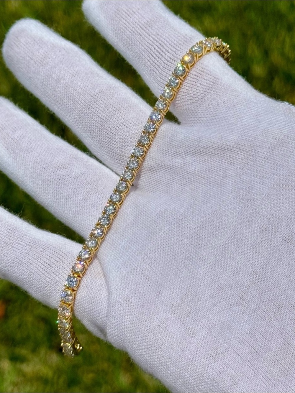18K Gold Plated, 11.7CTW Moissanite Tennis Bracelet - Length 8”
